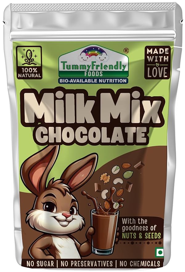 Chocolate Milk Mix | (With The Goodness Of Nuts &amp;amp; Seeds) - 100% Natural - No Added Sugar, Chemical &amp;amp; No Added Preservatives - Tummy Friendly – 50gm