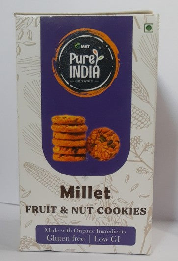 Cookies | Millet (Fruits And Nuts) - Gluten Free, Low Gi, Rich Source Of Vitamin A, Vitamin B, Phosphorus, Potassium &amp; Antioxidants - Mrt Organics - 100gm