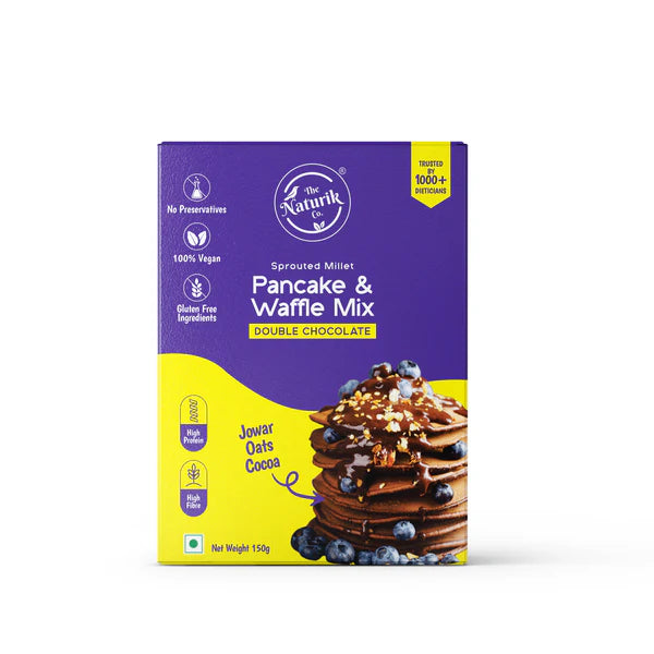 Millet Pancake & Waffle Mix | Double Chocolate - Vegan, Gluten Free, No Maida, No Sugar, No Palm Oil & No Added Preservatives – The Naturik Co – 150gm