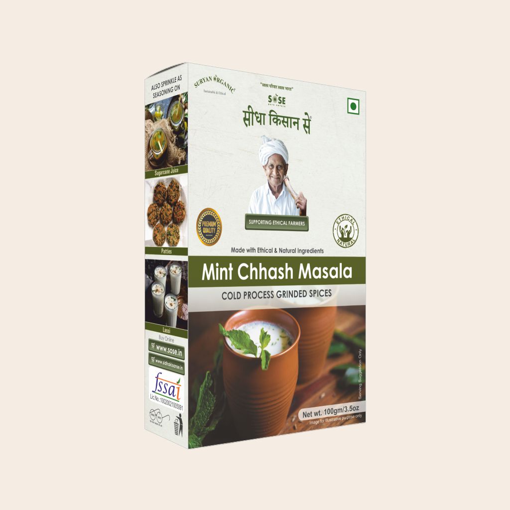 Chhash Masala | Mint Chhash Masala (Made With Ethical Ingredients) – Cold Pressed Grinded Spices – No Added Preservatives & Chemical Free – SOSE – 100gm
