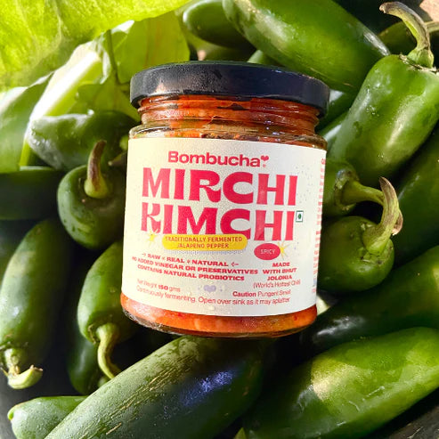 Mirchi Kimchi | Traditionally Fermented Jalapeno Pepper (Made With Jolokia) – Spicy – Raw – Real – Natural – No Added Vinegar &amp; Preservatives Free – Bombucha – 150gm