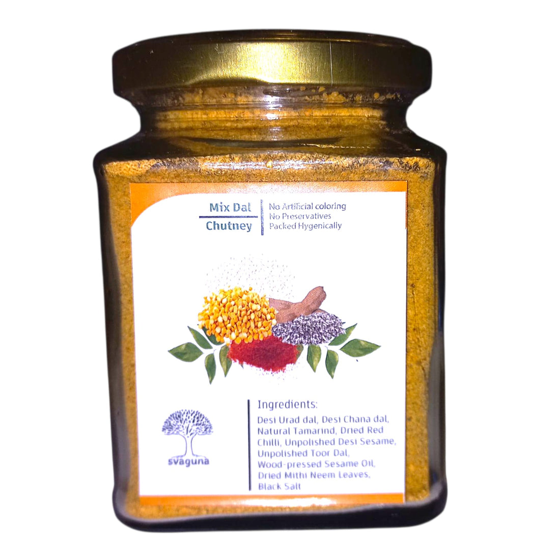 Mix Dal Chutney | Wood Pressed Sesame Oil - No Artificial Coloring &amp; No Preservatives - Svaguna - 150gm
