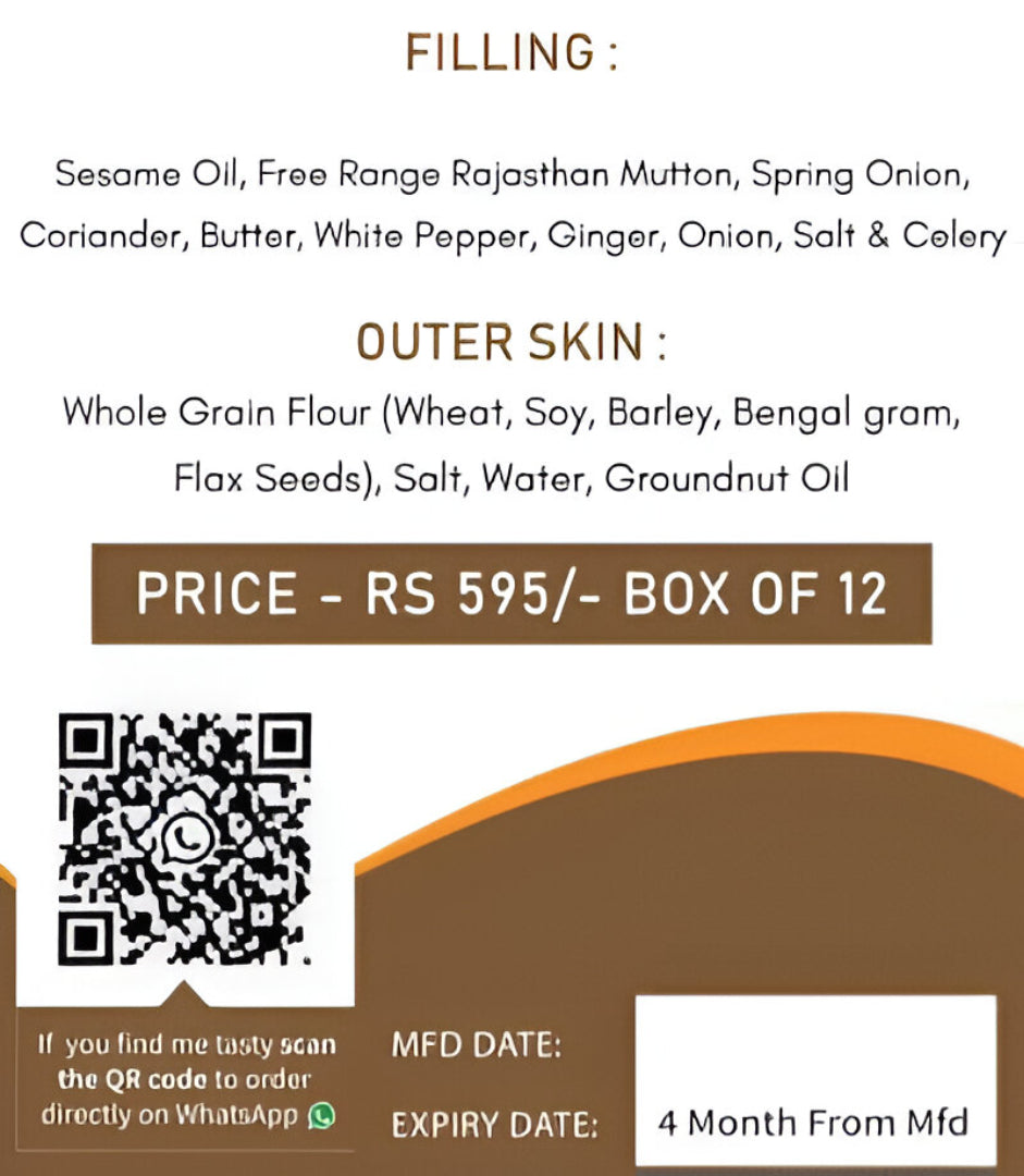 Momos | Mutton Momos - With Homemade Jhol - Free Range Mutton, No Refined Flour, No Preservatives &amp; No Flavour Enhancers – Nature’s Soul – Box of 12