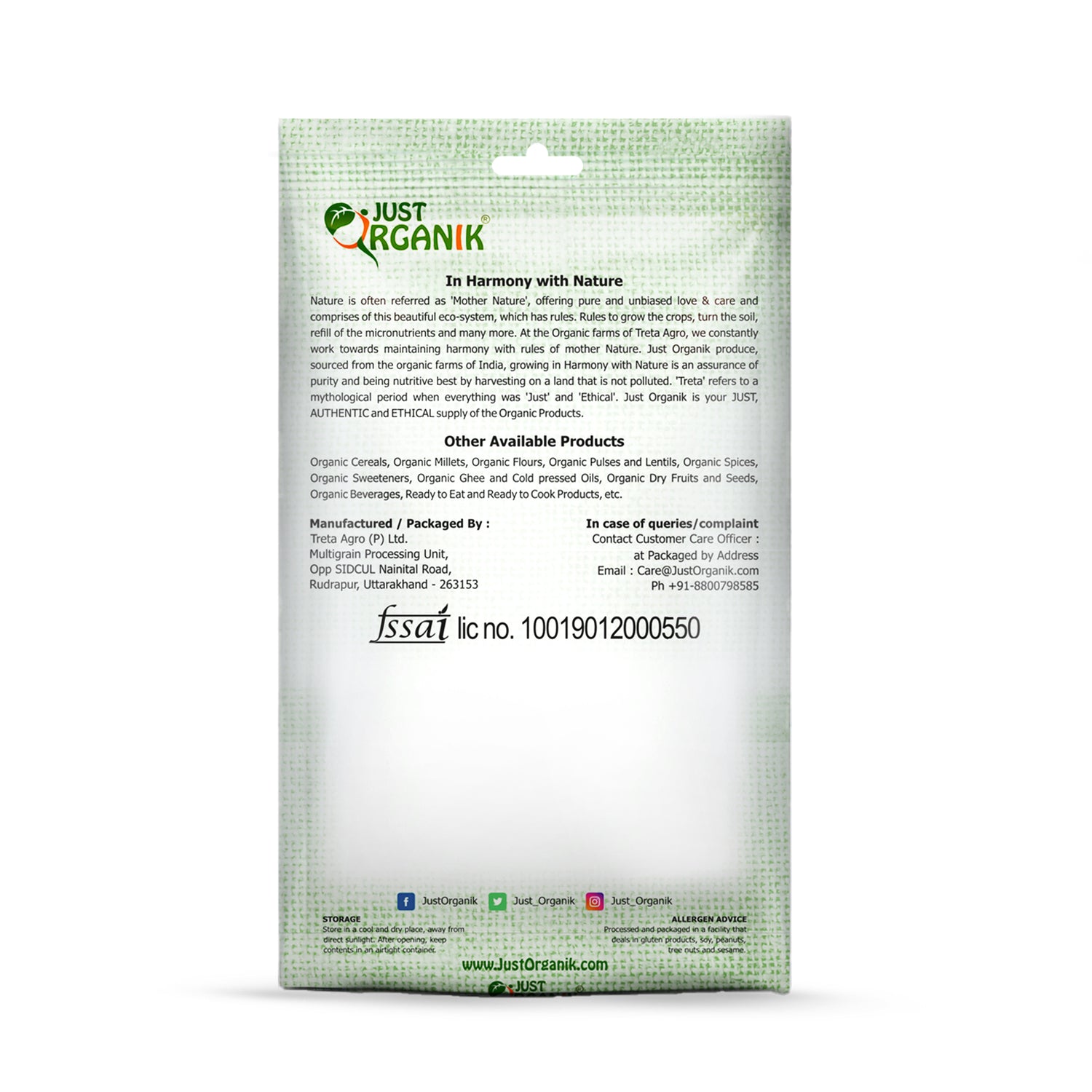 Moong Split - USDA Organic - Just Organik - 500gm