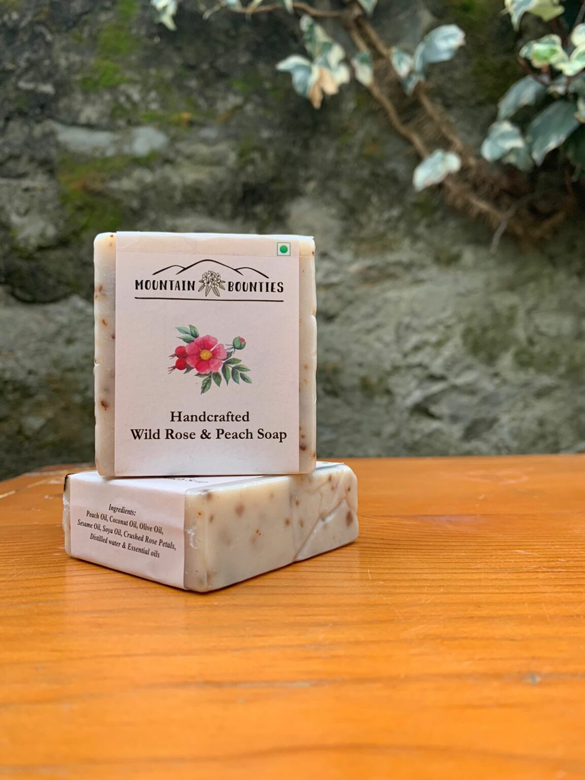 Soap | Wild Rose &amp; Peach Soap - Hand Crafted - Mountain Bounties - 100gm