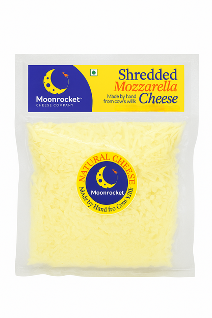 Mozzarella Cheese | Shredded - Made From Cow Milk - Natural Cheese - No Added Chemicals, Additives &amp; No Added Preservatives - Moonrocket Cheese - 200gm