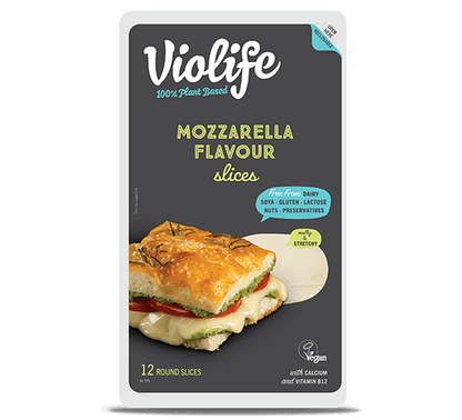 Vegan Cheese | Mozzarella Flavour Slice - Vegan, Gluten Free, Dairy Free, Lactose Free &amp; No Added Preservatives – VioLife – 160gm - 12 Round Slice