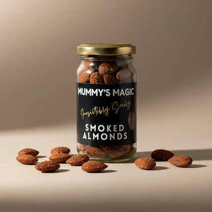 Smoked Almonds - Vegan -Handcrafted flavour - No Preservatives or artificial additives -No MSG ,No Artificial Colours– Mummy&