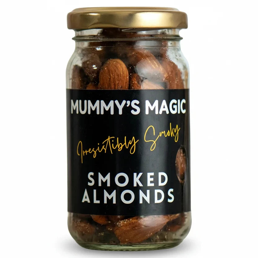 Smoked Almonds - Vegan -Handcrafted flavour - No Preservatives or artificial additives -No MSG ,No Artificial Colours– Mummy&