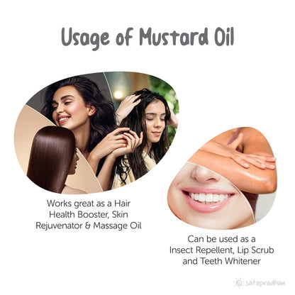 Oil | Mustard Oil  -  100% Organic, Wooden Cold-pressed &amp; Double filtered- No Preservatives - Satopradhan – 1000ml