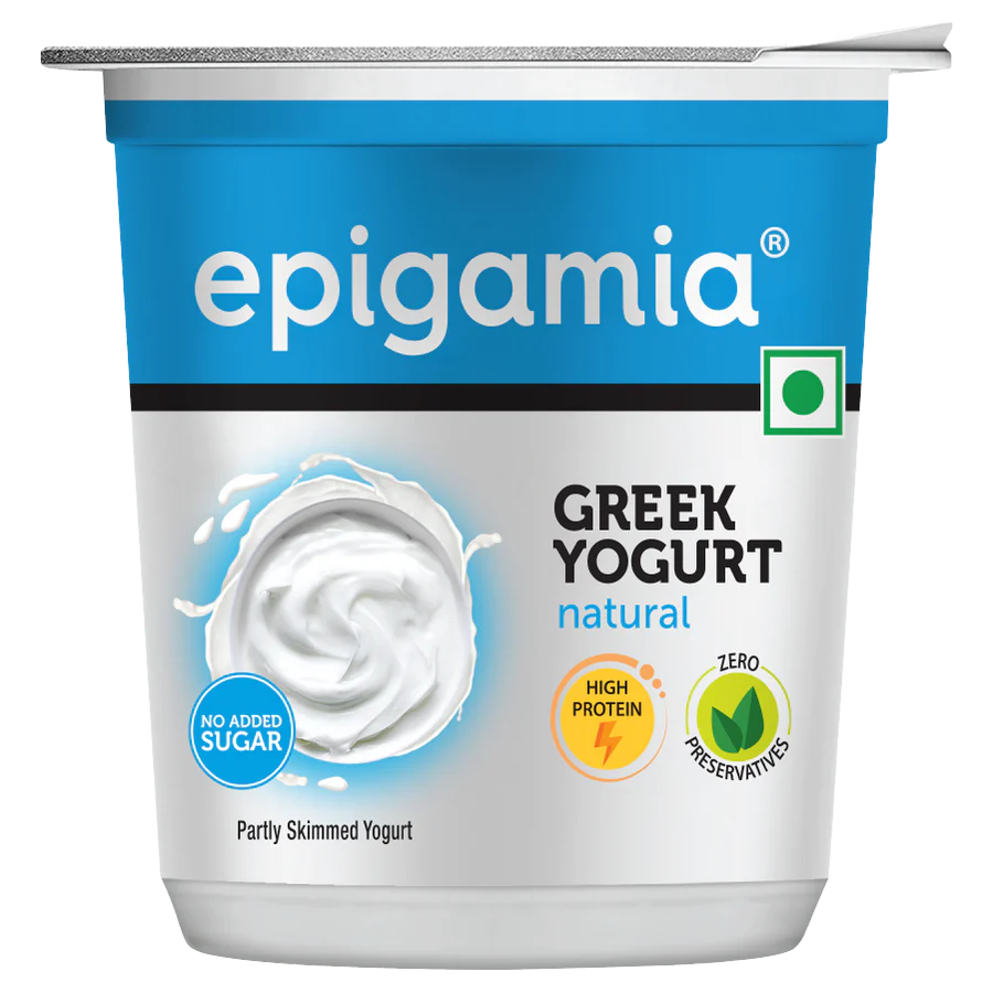 Yogurt | Natural Greek Yogurt - Partly Skimmed Yogurt - No Added Sugar, High In Protein & No Added Preservatives - Epigamia - 400gm