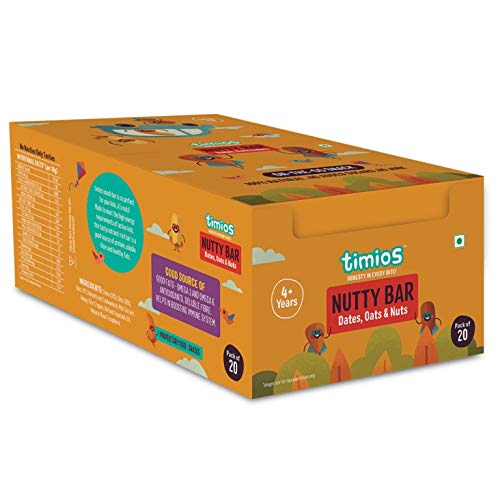 Nutty Bar | (Dates, Oats & Nuts) - Natural - No Added Sugar - Timios - Pack Of 20