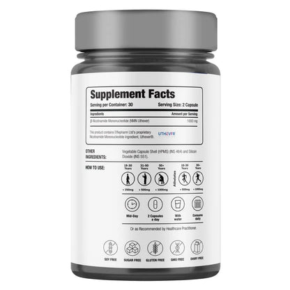 B Nmn 1000 | (Nad+ Booster) - Vegan, Gluten Free, Sugar Free, Non GMO &amp;amp; Dairy Free – Decode Age – (500mg) - 60 Capsules