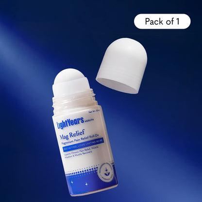 Mag Relief | Instant Pain Healing Roll-On - Clinically Proven Ingredients- Mess Free, No Staining, Easy Application -Light Years Health - 50ml