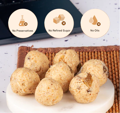 Ladoos | Nuts Baked Ladoo - Gluten Free, Oil Free, Preservatives Free &amp; Refined Sugar Free - Bliss Box Food - 250gm