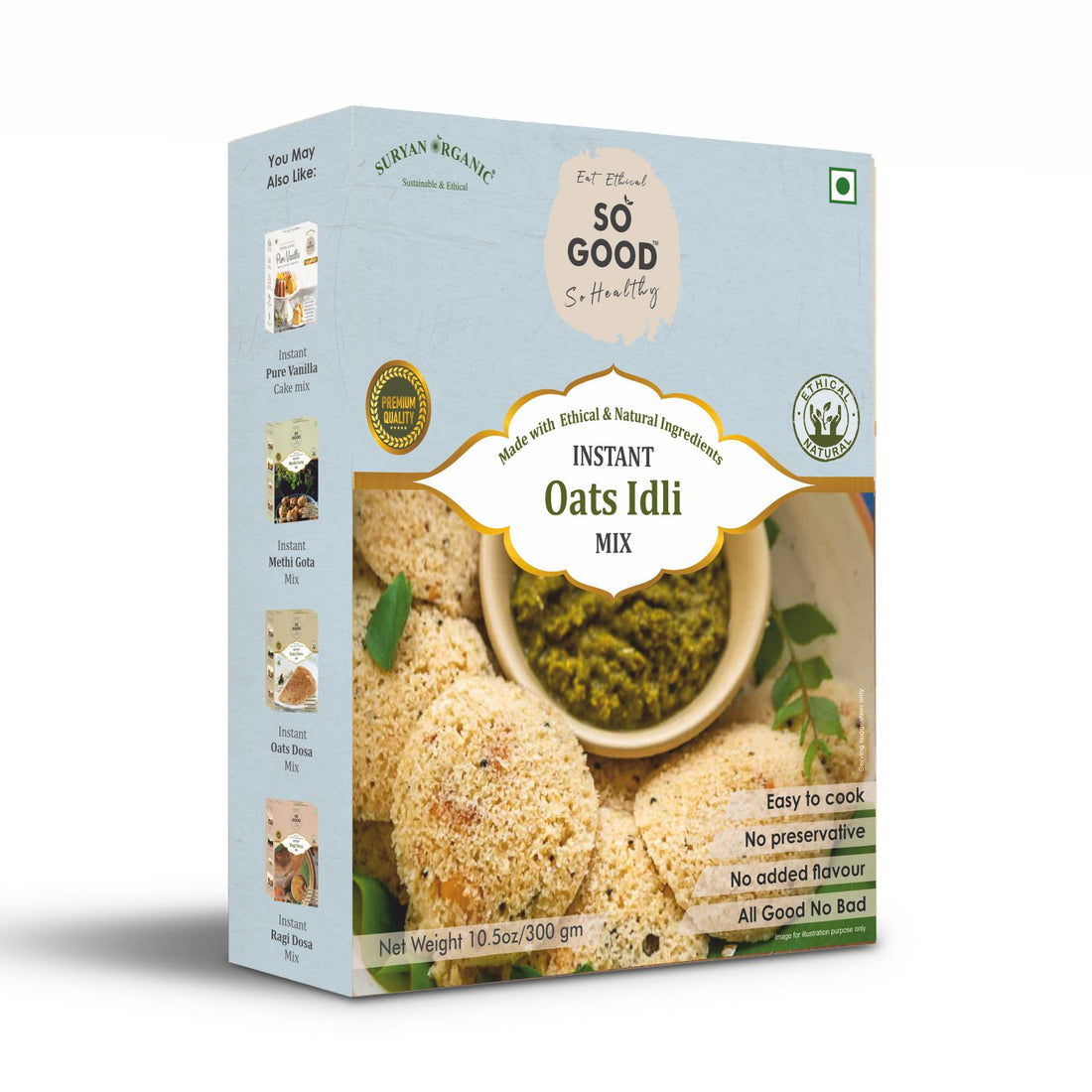 Oats Idli Mix |  Instant Oats Idli Mix - Made With Natural Ingredients - Gluten Free, No Added Flavor &amp; No Added Preservatives - SOSE - 300gm