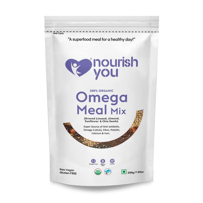 Omega Meal Mix - Vegan, Gluten Free, Super Source Of Antioxidants Omega-3 Ala, Fibre, Protein, Calcium & Iron - Nourish You - 200gm