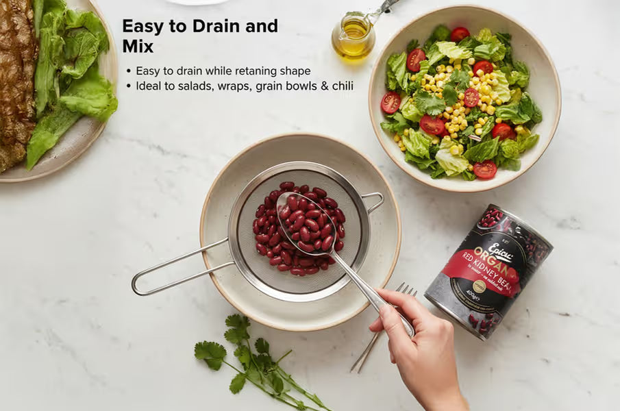 Beans | Red Kidney Beans (In Water) - Organic-Delicious in Soups, Casseroles and Salads - No Added Salt - Epicure - 400gm
