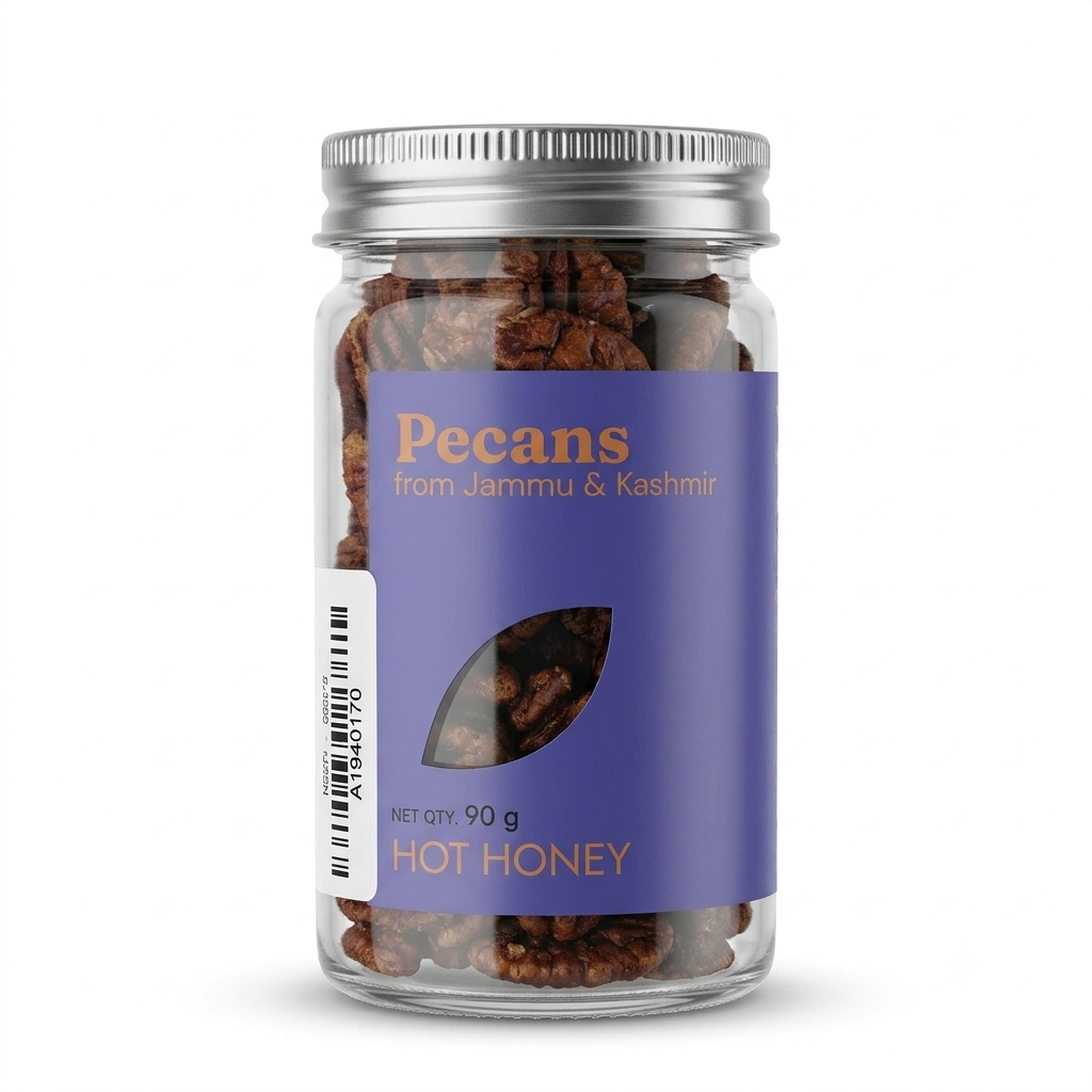 Nuts | Pecans (Hot Honey)- Jammu &amp; Kashmir -No Preservatives– Junyper Universe – 90gm