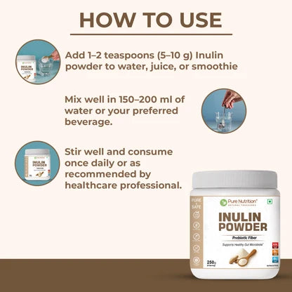 Protein Powder | Inulin Powder Prebiotic Fiber – Gut Health &amp; Digestive Support – Gluten Free, Zero Added Sugar, High Protein &amp;amp; Non GMO – Pure Nutrition – 250gm