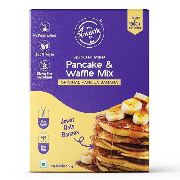 Millet Pancake &amp; Waffle Mix | Original Vanilla Banana - Vegan, Gluten Free, No Maida, No Sugar, No Palm Oil &amp; No Added Preservatives – The Naturik Co – 150gm