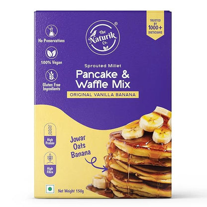Millet Pancake &amp; Waffle Mix | Original Vanilla Banana - Vegan, Gluten Free, No Maida, No Sugar, No Palm Oil &amp; No Added Preservatives – The Naturik Co – 150gm