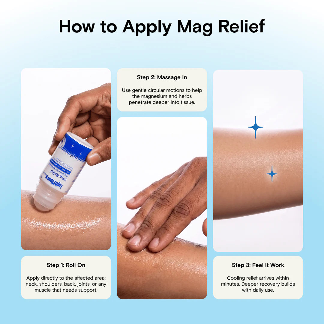 Mag Relief | Instant Pain Healing Roll-On - Clinically Proven Ingredients- Mess Free, No Staining, Easy Application -Light Years Health - 50ml