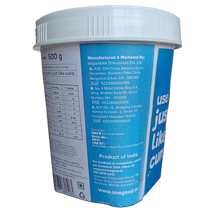 Curd | Peanut Curd - Plant Based - Vegan, No Added Preservatives & Lactose Free - One Good Veganarke - 500gm