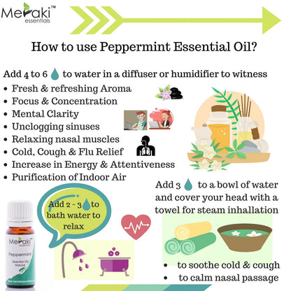 Peppermint Oil (Mentha Piperita) - Natural - Indian - Meraki Essentials - 10ml
