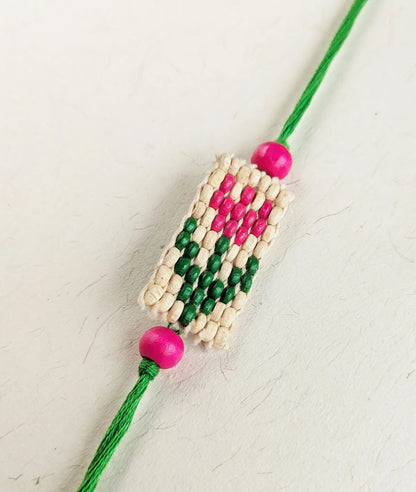 Rakhi | Pink Pixel Tulip Rakhi – Handcrafted – Eco Friendly – Nature’s Soul - Single Piece