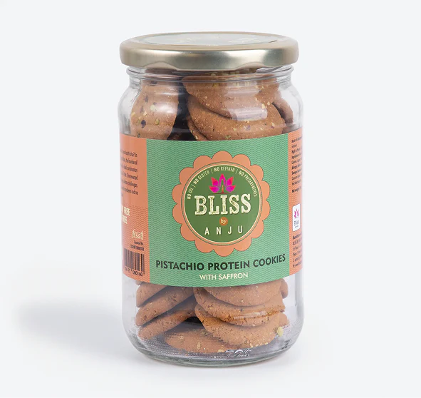 Cookies | Channa Sattu Pistachio Protein Cookies – No Refiend Flour- No OIL - Dairy Free- Bliss Box Foods – 350gm