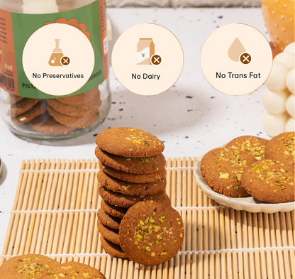 Cookies | Channa Sattu Pistachio Protein Cookies with Saffron-Gluten Free – No Refiend Flour- No OIL - Dairy Free- Bliss Box Foods – 350gm