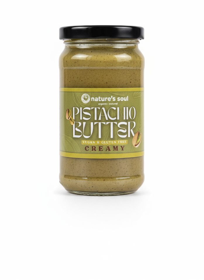 Pistachio Butter | Pistachio Butter (Creamy) – Made With Organic Ingredients – Vegan, Gluten Free, No Flavour Enhancers, No Emulsifiers And Stabilisers Or No Artificial Ingredients – Nature’s Soul – 200gm