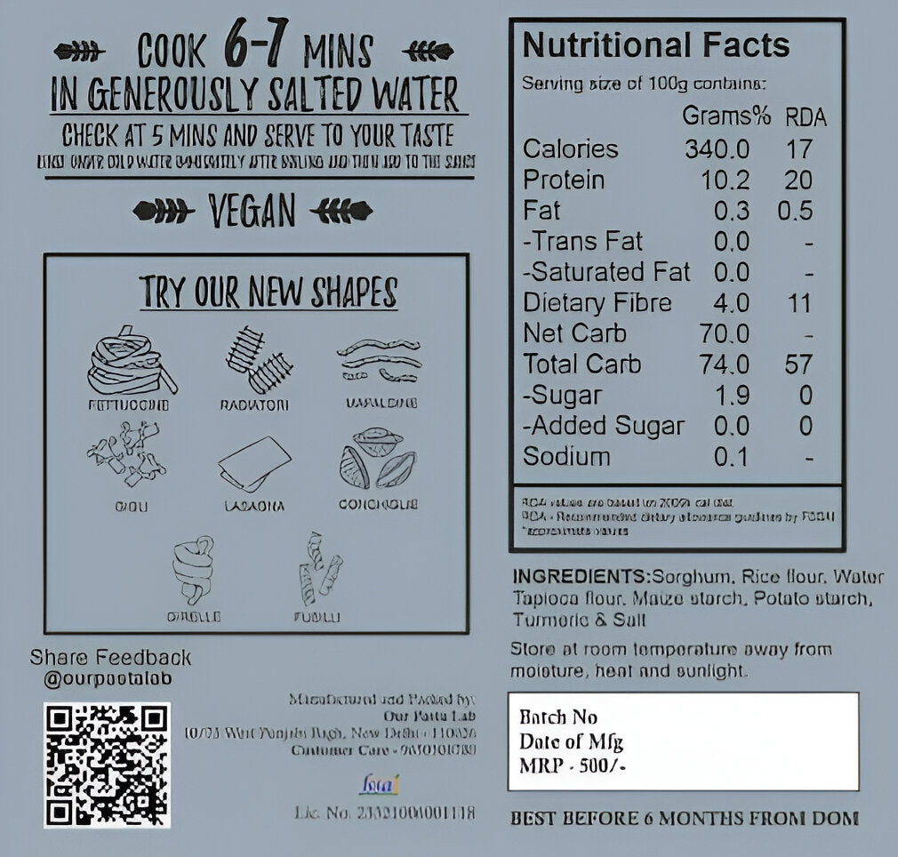 Pasta | Radiatori Pasta - Vegan, Gluten Free, No Maida &amp;amp; No Added Preservatives – Our Pasta Lab – 200gm