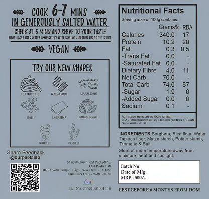 Pasta | Radiatori Pasta - Vegan, Gluten Free, No Maida &amp;amp; No Added Preservatives – Our Pasta Lab – 200gm