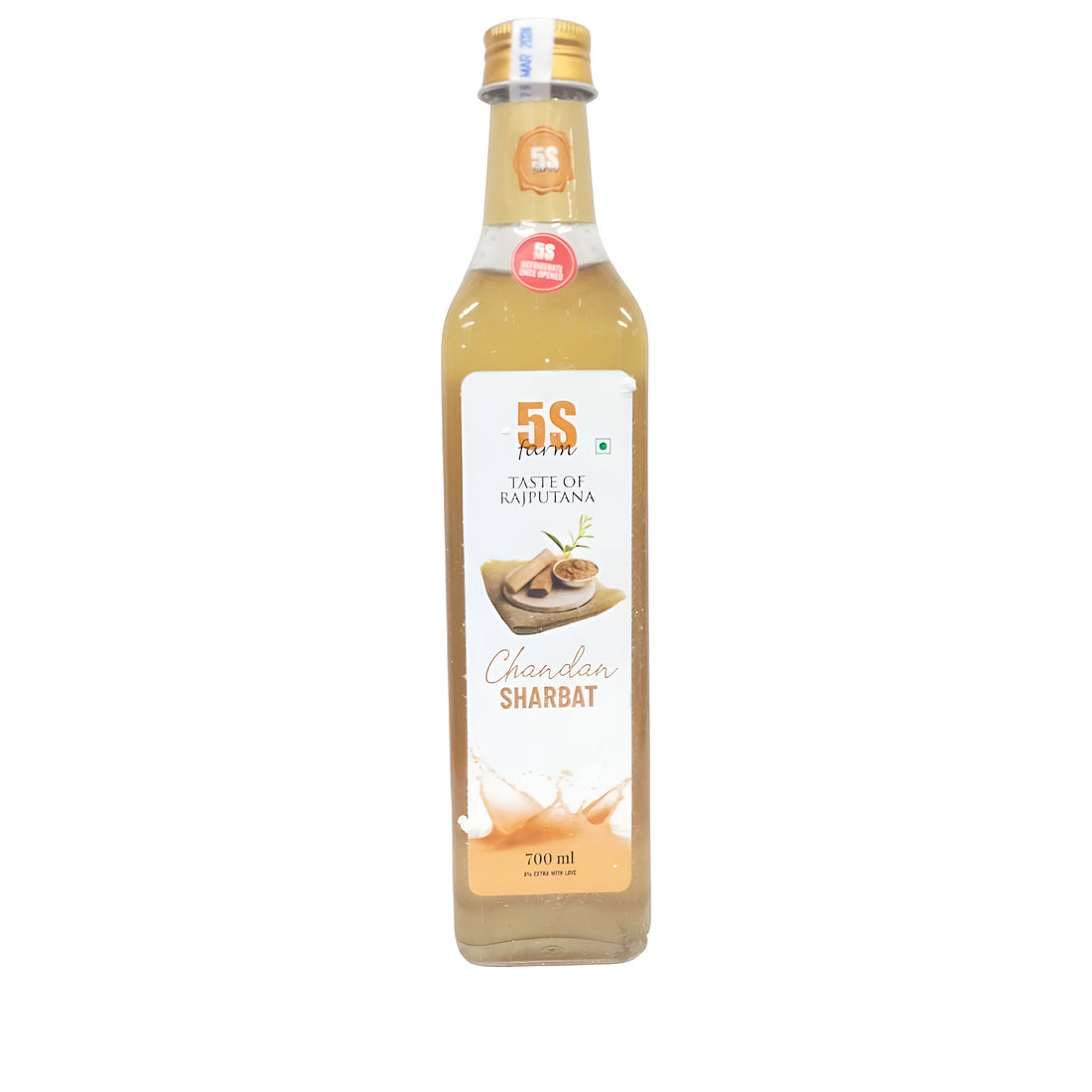 Sharbat | Chandan Sharbat - Taste Of Rajputana - No Added Distillation & No Food Color - 5s Farm - 700ml