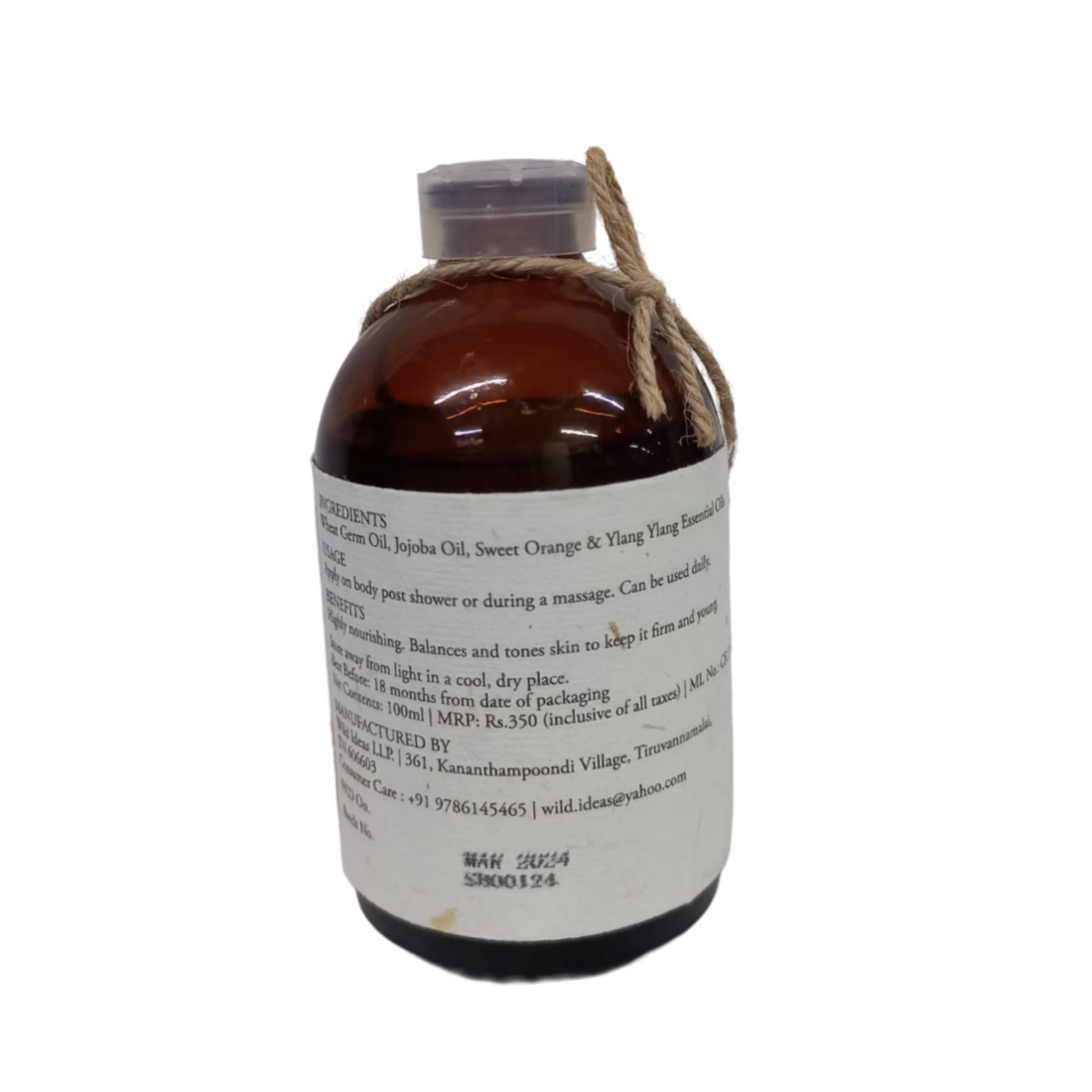 Body Oil | Moisturizing - Sweet Orange &amp;amp; Ylang Ylang - Pure &amp;amp; Natural - Wild Ideas – 100gm