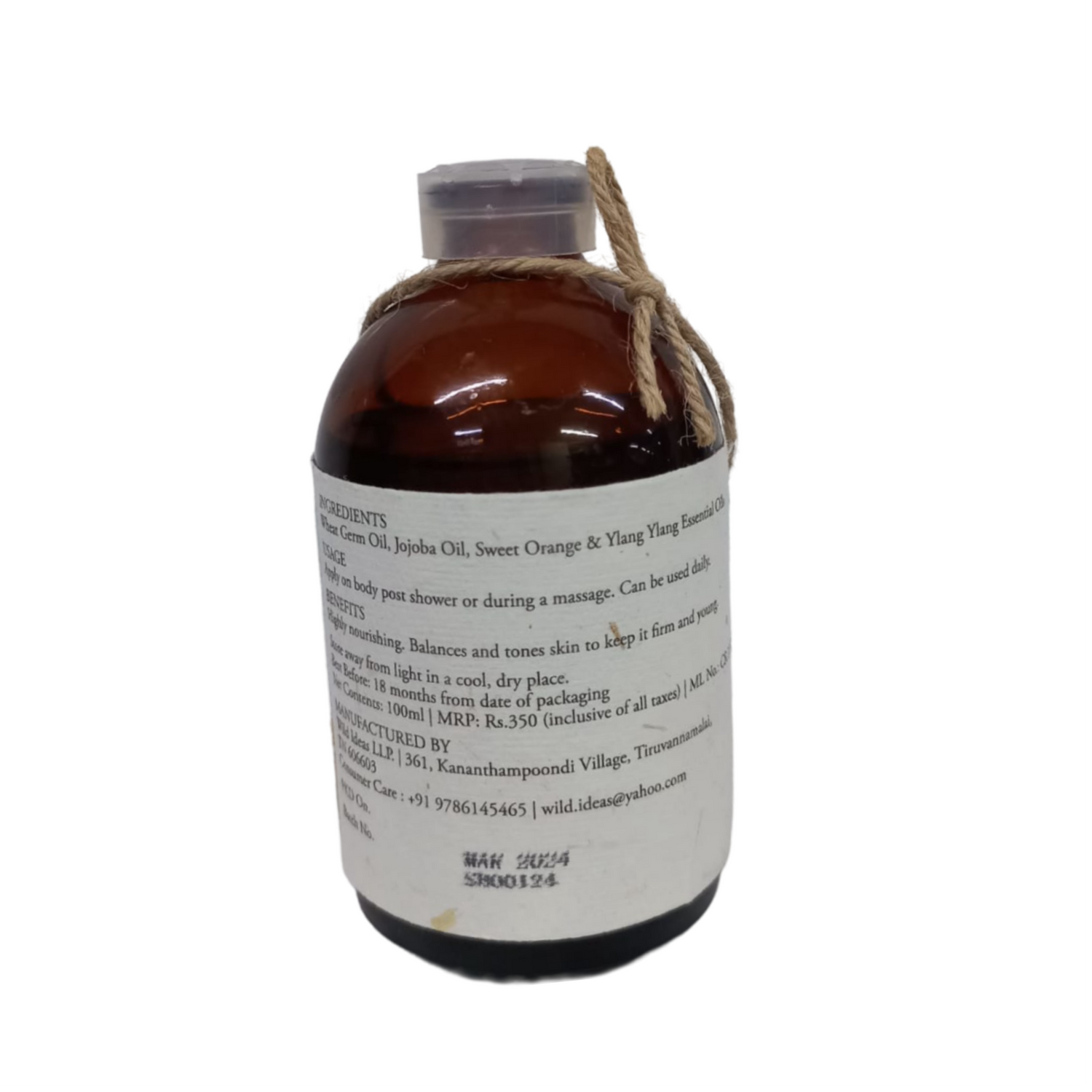 Body Oil | Moisturizing - Sweet Orange &amp;amp; Ylang Ylang - Pure &amp;amp; Natural - Wild Ideas – 100gm