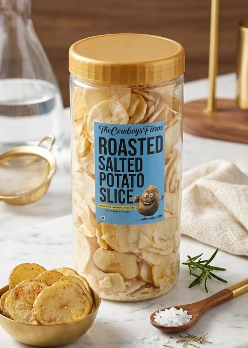 Potato Slice | Roasted Salted Potato Slice - Roasted, Not Fried - Made With Sun Dried Potatoes - No Onion, No Garlic-No Palm Oil, No Msg & Preservatives Free – The Cow Boys Farm - 230gm