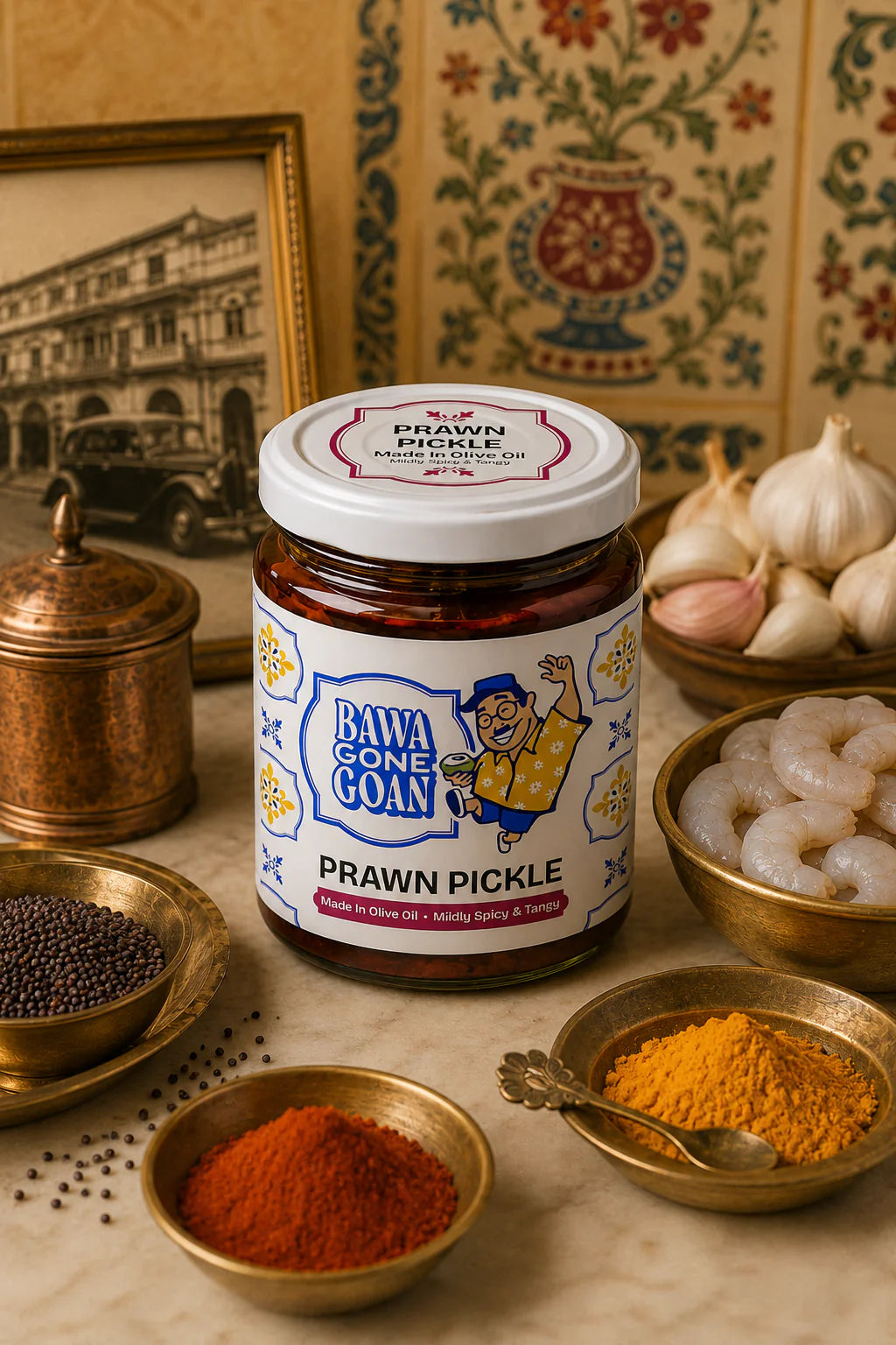 Pickle | Prawn Pickle -Made in 100% Olive Oil-Farm Fresh Chicken - Non Refined Oil & No Artificial Preservatives –Bawa Gone Goan- 180gm