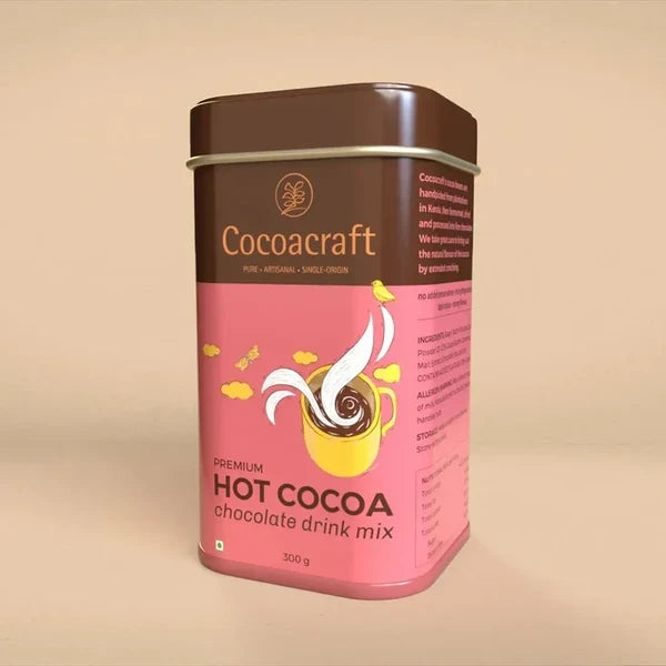 Chocolate | Premium Hot Cocoa Drinking Chocolate - Made in Kerala from Single - Origin Cocoa – Vegan -No Vegetable Oil, No Artificial Flavours- Cocoacraft – 300gm