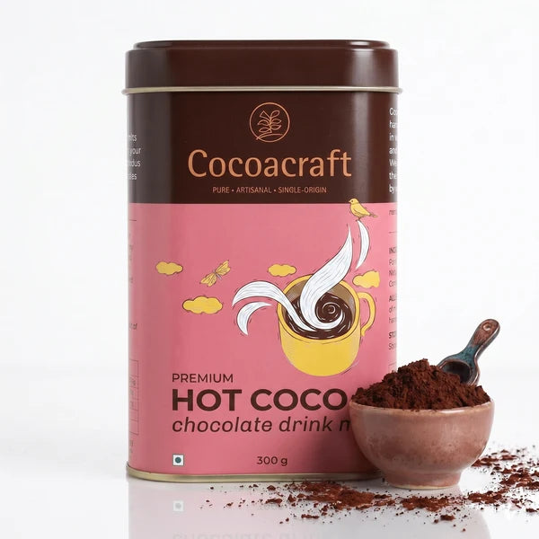 Chocolate | Premium Hot Cocoa Drinking Chocolate - Made in Kerala from Single - Origin Cocoa – Vegan -No Vegetable Oil, No Artificial Flavours- Cocoacraft – 300gm