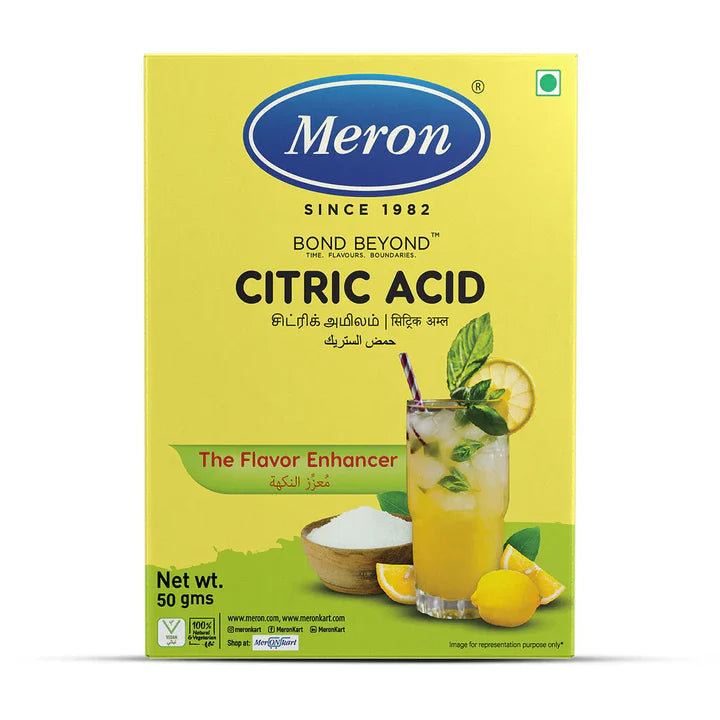 Citric Acid | Natural Flavour Enhancer-Vegan, 100% Natural &amp; Vegetarian -Natural Preservatives – Meron – 50gm