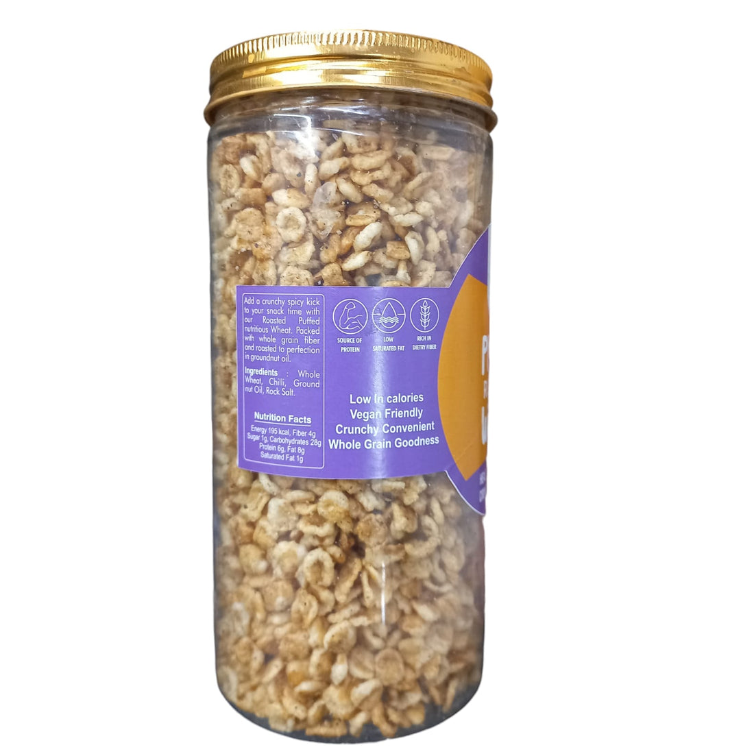 Puffed Roasted Wheat | Healthy Crunchy Snack - Vegan & Low In Calories - Mrt Organic - 200gm