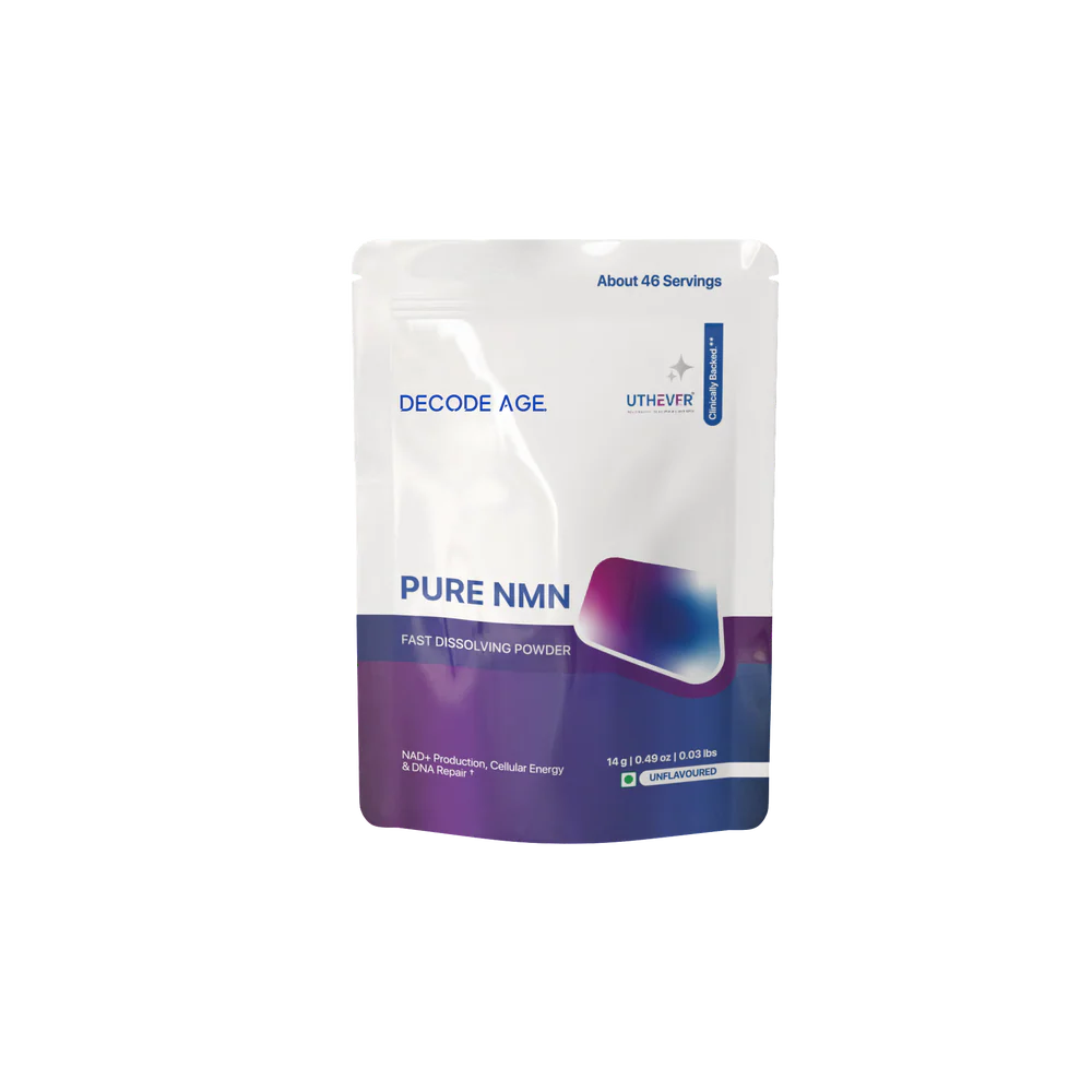 Pure NMN | Fast Dissolving Powder - NAD+ Production, Cellular Energy & DNA Repair - Gluten Free, GMO Free, Sugar Free, Dairy Free - Decode Age - 14 Grams - 46 Servings