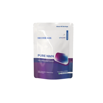 Pure NMN | Fast Dissolving Powder - NAD+ Production, Cellular Energy &amp; DNA Repair - Gluten Free, GMO Free, Sugar Free, Dairy Free - Decode Age - 14 Grams - 46 Servings
