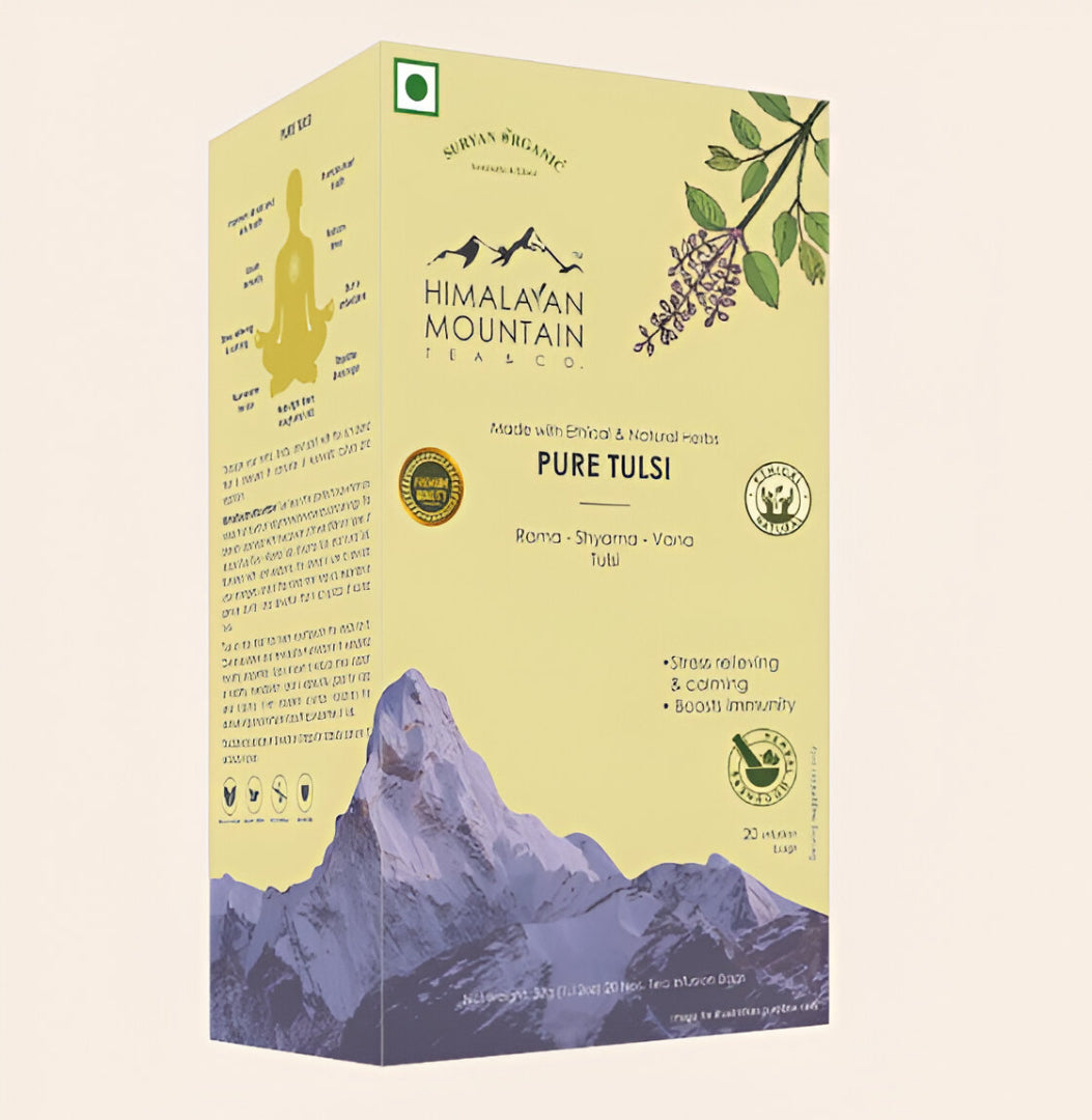 Tea | Pure Tulsi - Made With Wthical & Natural Herbs - Rmaa - Shyama - Vana Tulsi - Stress relieving & Calming & Boosts Immunity - Himalayan Mountain – 1.60g x 20 Infusion Bags