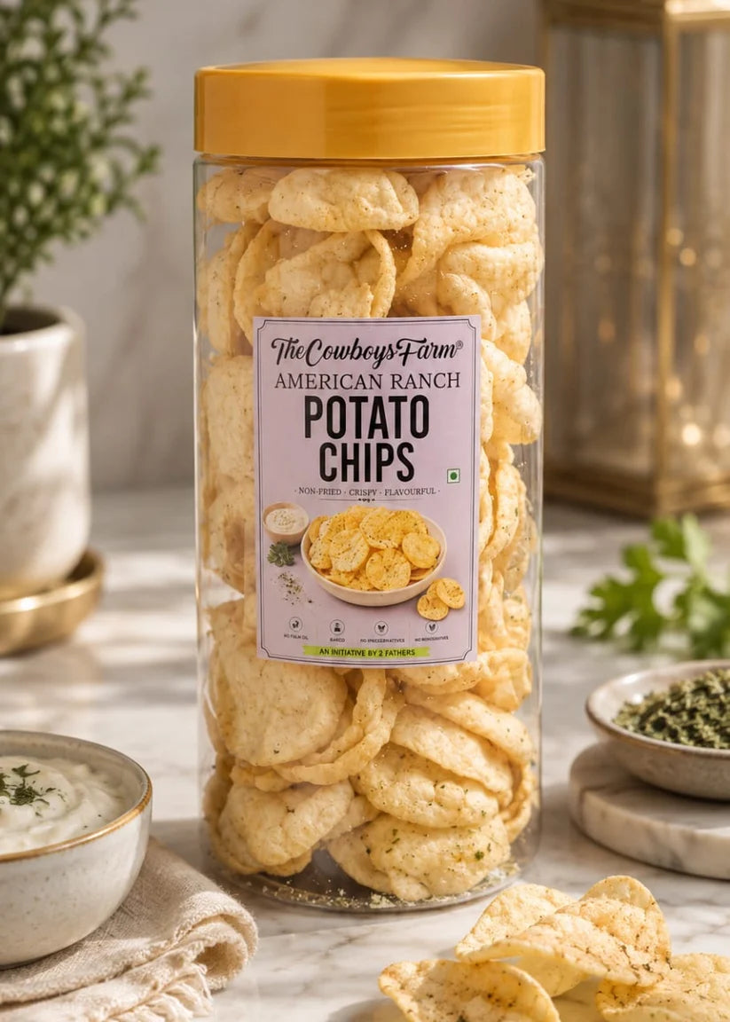 Chips | American Ranch (Potato Wafers) - Non Fried, Crispy -No Palm Oil, No Msg &amp; Preservatives Free – The Cow Boys Farm - 130gm