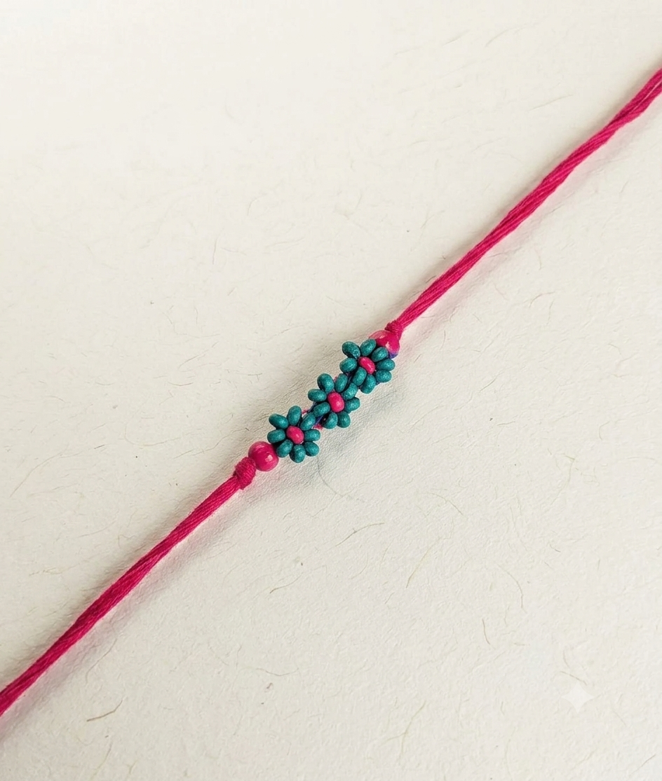 Rakhi | Blue Phool Leher Rakhi– Handcrafted – Eco Friendly – Nature’s Soul - Single Piece