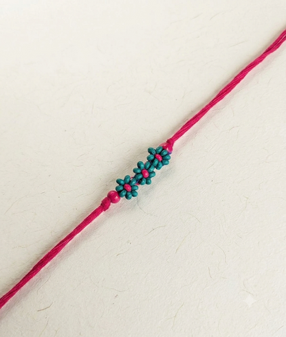 Rakhi | Blue Phool Leher Rakhi– Handcrafted – Eco Friendly – Nature’s Soul - Single Piece